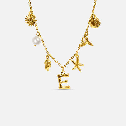 Elegant Ocean Gold Letter Necklace