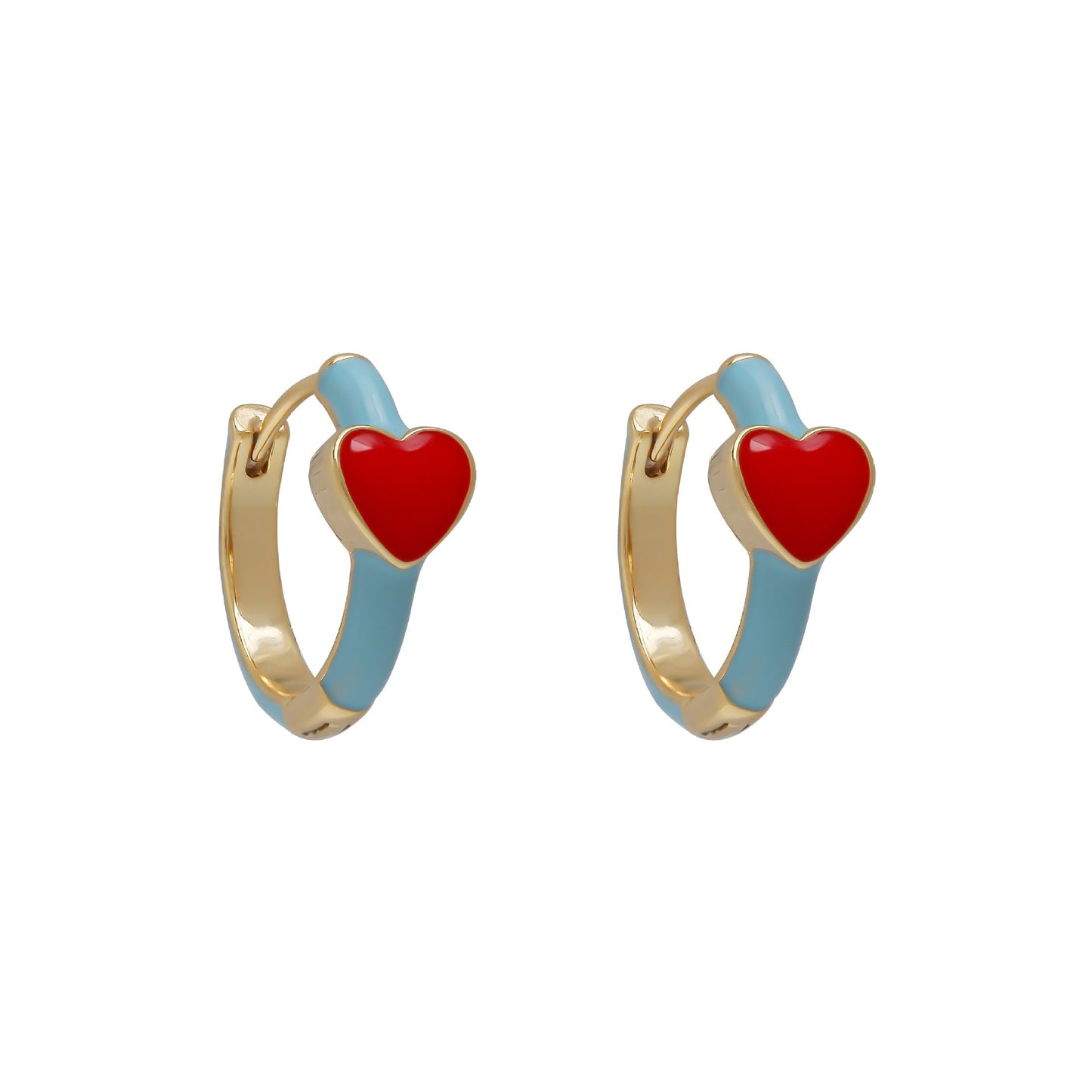Enamel Heart Huggie Earrings