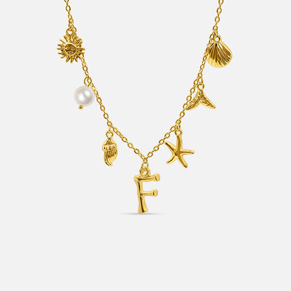 Elegant Ocean Gold Letter Necklace