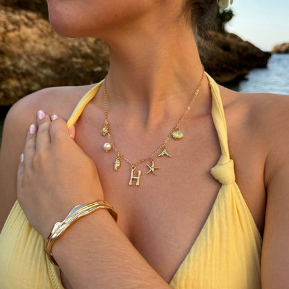 Elegant Ocean Gold Letter Necklace