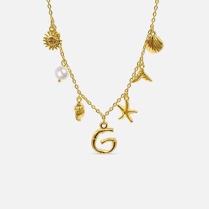 Elegant Ocean Gold Letter Necklace