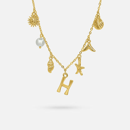 Elegant Ocean Gold Letter Necklace