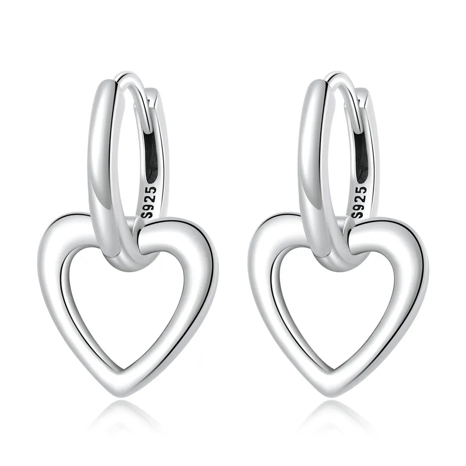 Open Heart Huggie Earrings