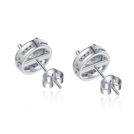 Radiant Moissanite Halo Elegance Earrings