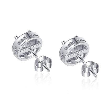 Radiant Moissanite Halo Elegance Earrings