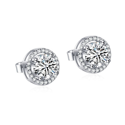 Radiant Moissanite Halo Elegance Earrings