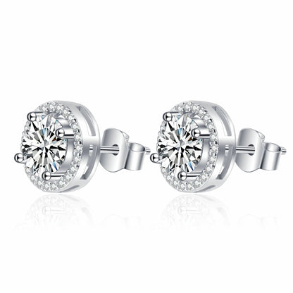 Radiant Moissanite Halo Elegance Earrings