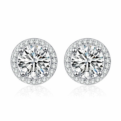 Radiant Moissanite Halo Elegance Earrings