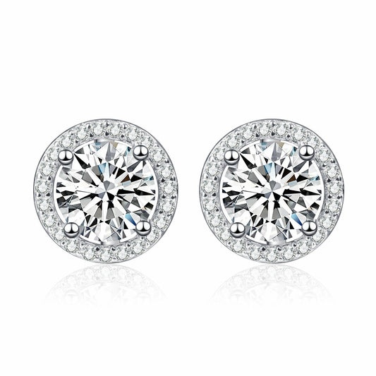 Radiant Moissanite Halo Elegance Earrings