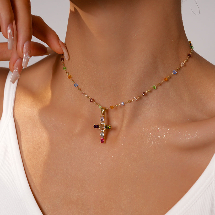Radiant Gem Cross Necklace