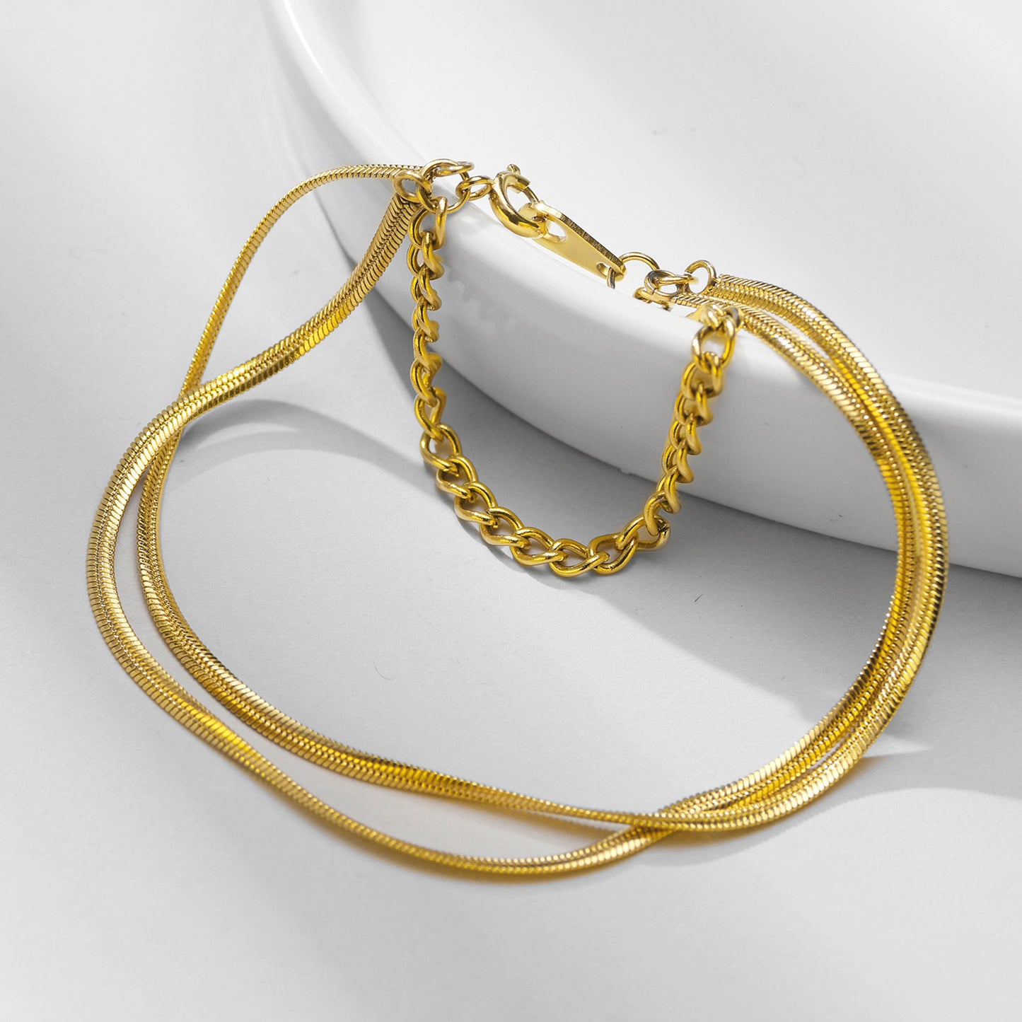 Double-Layer Flat Snake Chain Bracelet