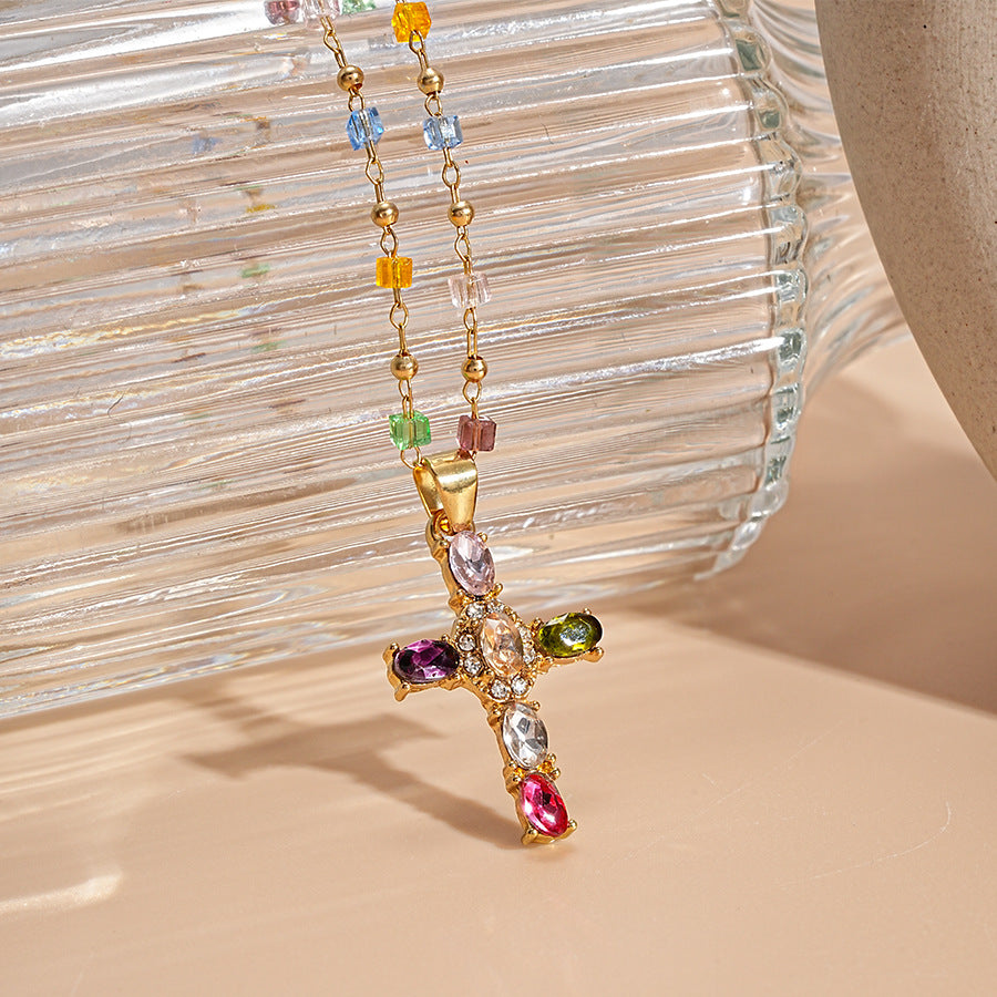 Radiant Gem Cross Necklace