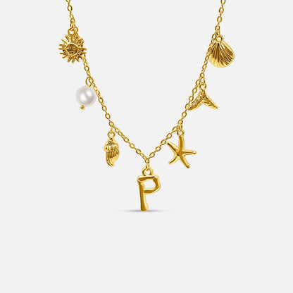 Elegant Ocean Gold Letter Necklace