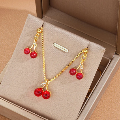 Timeless Crystal Cherry Jewelry Set