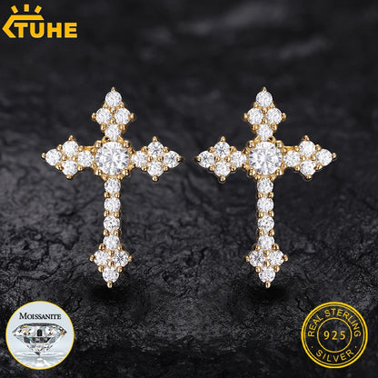 Timeless Affordable Moissanite Cross Earrings