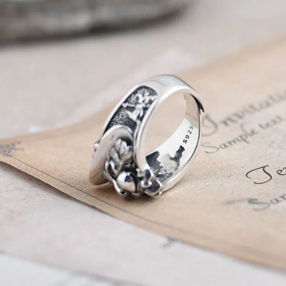Courageous Viking Feline Guardian Ring