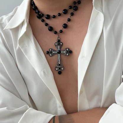 Elegant Baroque Pearl Cross Necklace