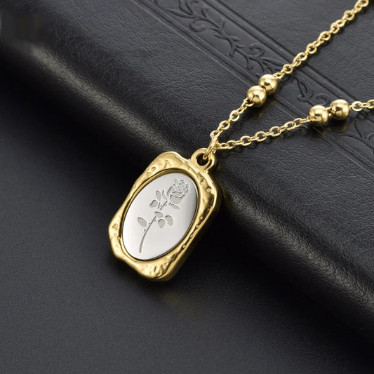 Elegant Delicate Gold Rose Pendant