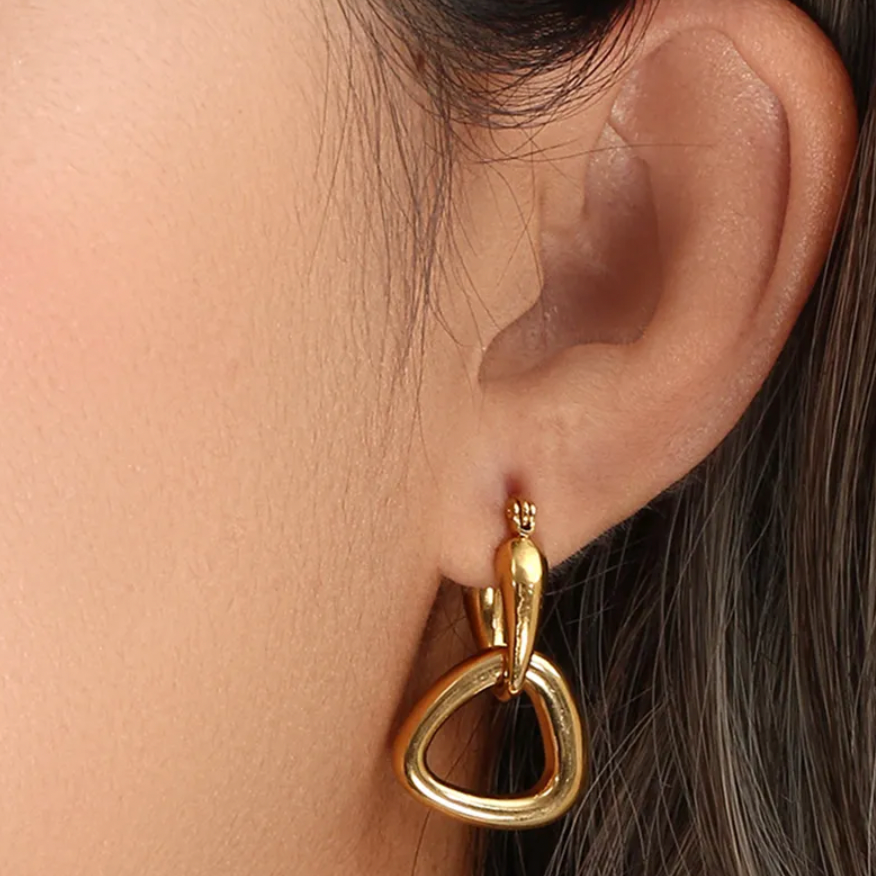 Gold Hoop Drop Earrings