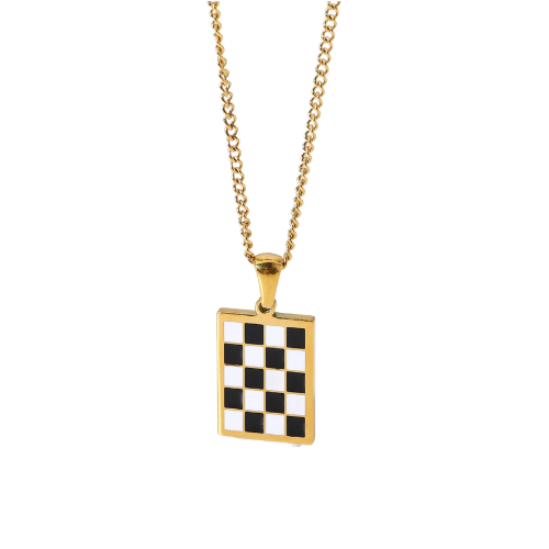 Checkerboard Tag Necklace