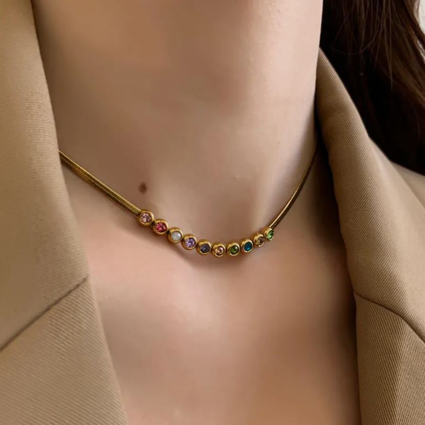 Herringbone Gemstone Necklace