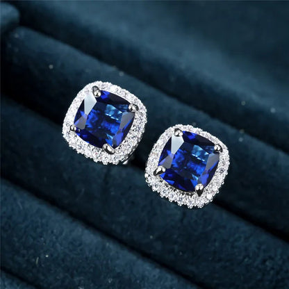 Sapphire-Blue Stud Earrings
