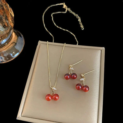 Timeless Crystal Cherry Jewelry Set