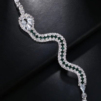 Glam Green Crystal Snake Necklace