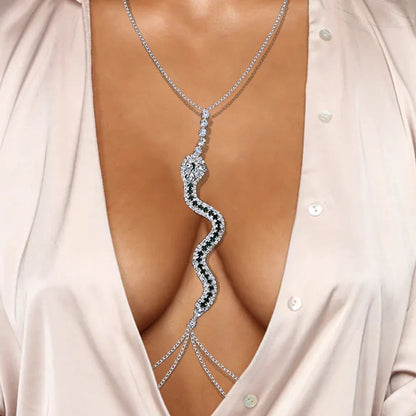 Glam Green Crystal Snake Necklace