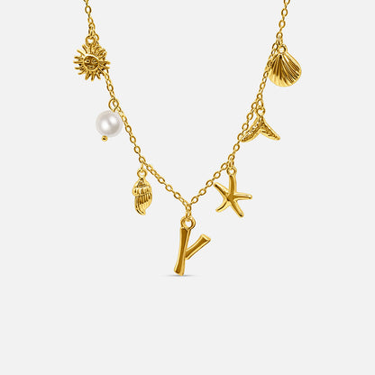 Elegant Ocean Gold Letter Necklace