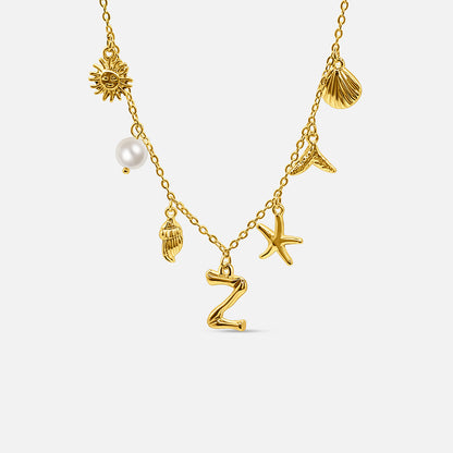 Elegant Ocean Gold Letter Necklace