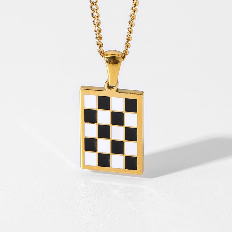 Checkerboard Tag Necklace