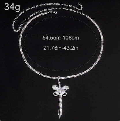 Glamorous Rhinestone Butterfly Chain