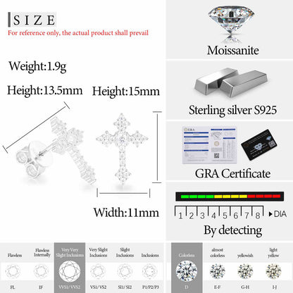 Timeless Affordable Moissanite Cross Earrings