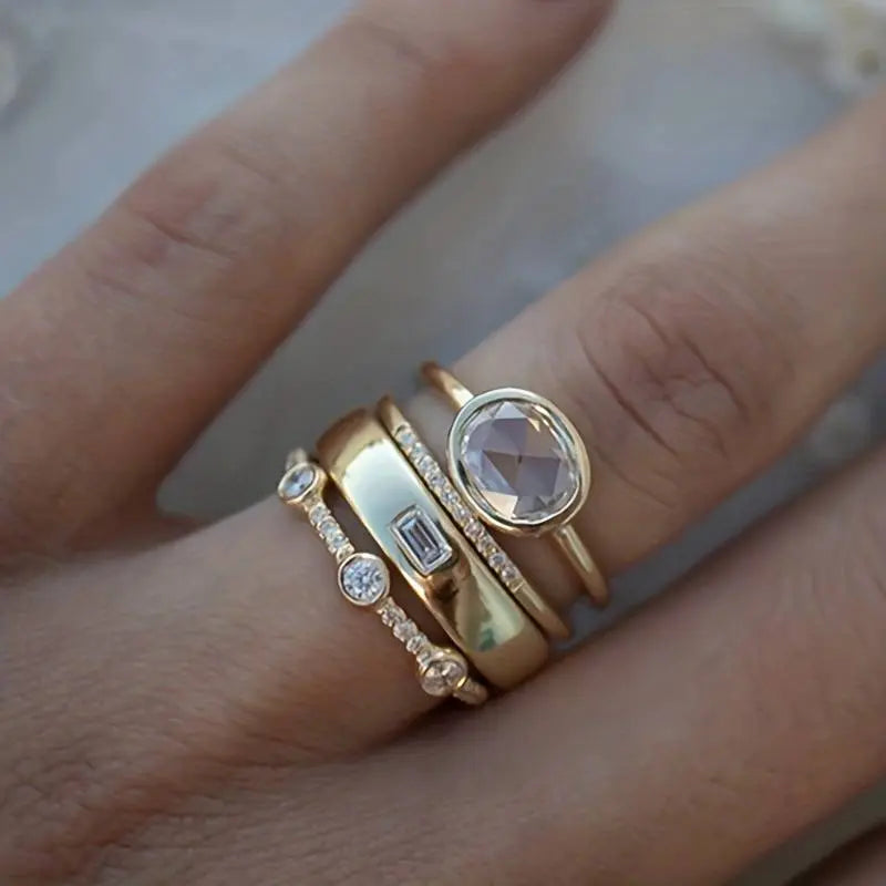 Radiant Gold Ring Set