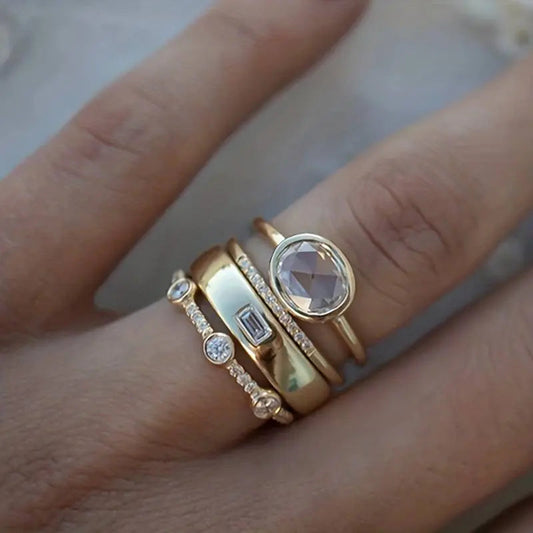 Radiant Gold Ring Set