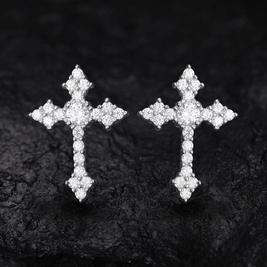 Timeless Affordable Moissanite Cross Earrings