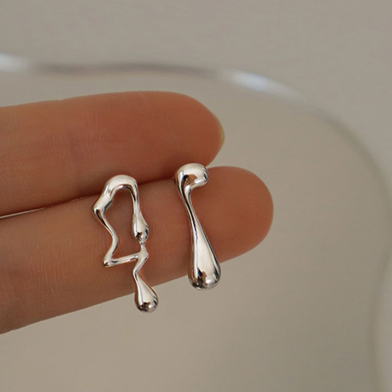 Asymmetrical Molten Metal Earrings